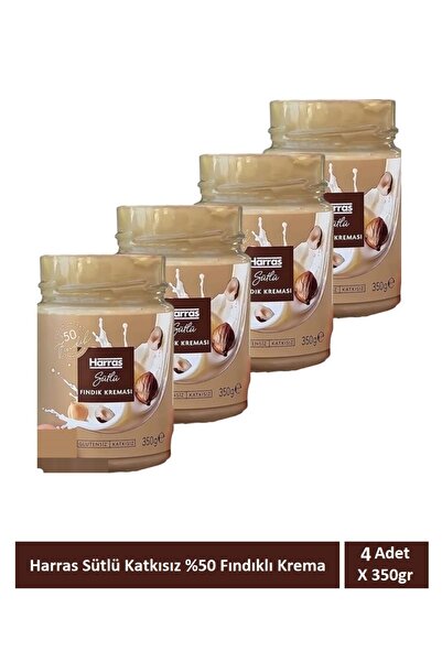 Harras Sütlü Fındık Kreması %50 Fındık Katkısız Glutensiz 350 Gr X 4 Adet