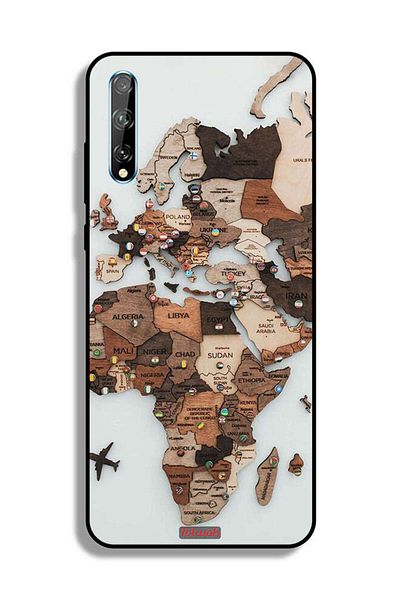 Tolwak غطاء حماية لهاتف Huawei Y8p بتصميم خريطة العالم