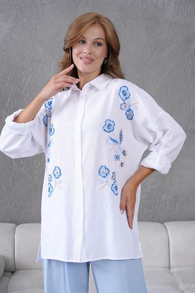 BURRASCA Embroidered Stone Linen Shirt