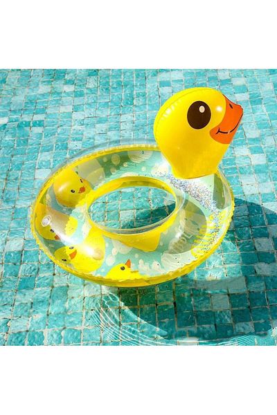 BaoBao Inflatable children's ring Baobao yellow duck with 3D glitter 60 cm large pool