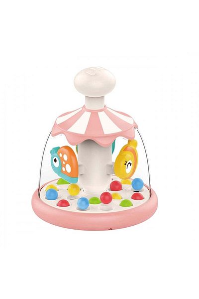 divendi-ro Interactive Toys for Babies, Rotating Carousel with Animals, Plastic, Pink/Yellow - Yellow