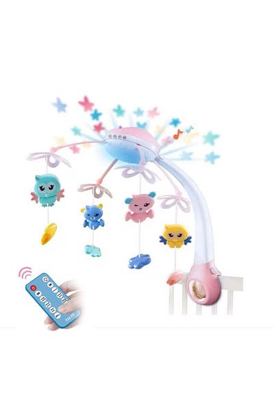 divendi-ro Musical Carousel with Projections and Remote Control, 13 Soothing Songs and 500 Sounds, Blue
