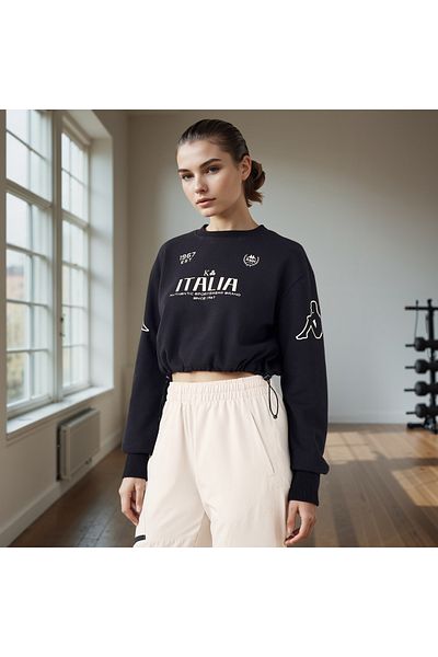Kappa Logo Print Cropped Sweatshirt