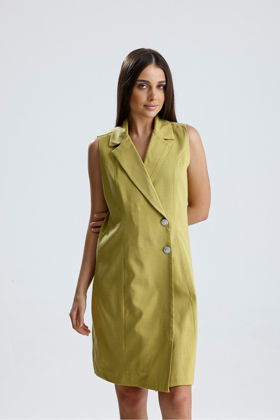 Sense Lined Sleeveless Hurrem Long Jacket Dress | Ckt35288 Pistachio Green