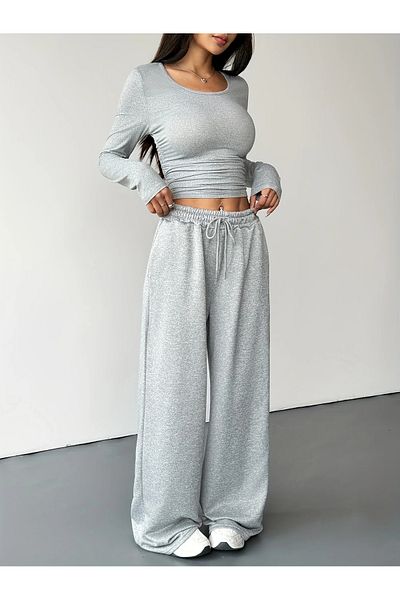 NURVES Women's Gray Comfortable Fit Straight Leg Track Pants
