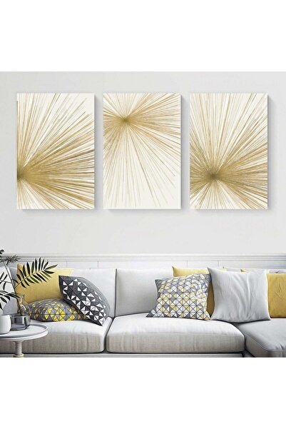 4gdran ثلاث لوحات قماشية مودرن بتصميم رسم تجريدي مع برواز خشبي مخفي