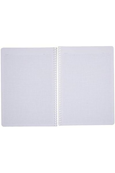 Mena Rise Şirinshop Pruva A4 Pet Spiral Notebook with Cardboard Cover 144 Sheets - Checkered - Gray 1108107