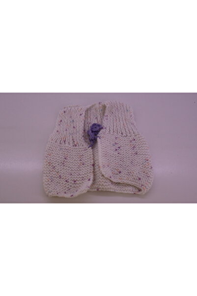 Mersin Alzheimer Derneği Beyaz Renk El Örgüsü Bebek Yelek Yenidoğan beden:21x21