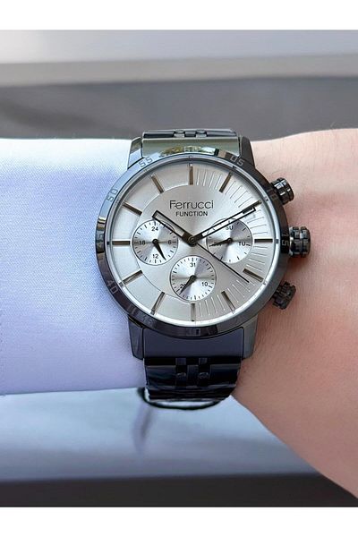 Ferrucci Men's Smoked Color Metal Cord Wrist Watch