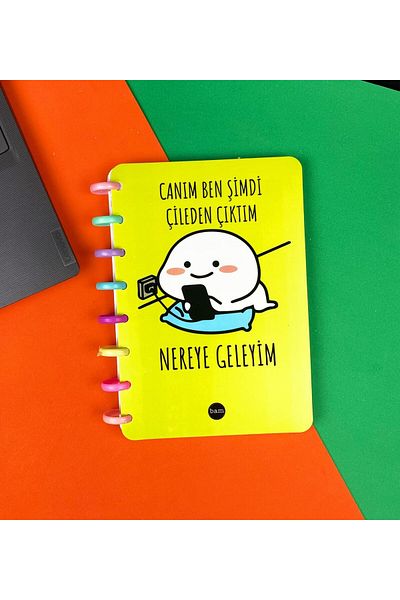 Mena Rise Şirinshop I'M Out, Where to Go Designed New Generation Heart Spiral Notebook 1108107