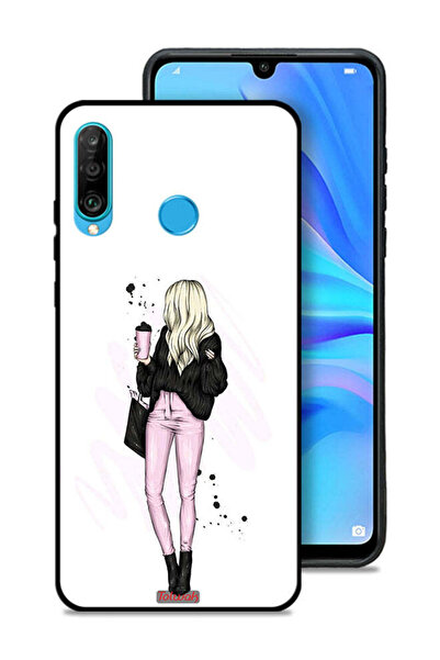Tolwak غطاء حماية لهاتف هواوي بي 30 لايت، فتاة تحمل كوب قهوة