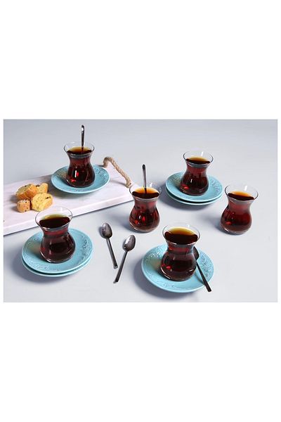Porland Turquoise Tea Set for 6 People