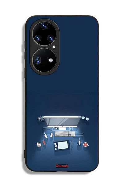 Tolwak Huawei P50 Pro Protective Case Cover Computer Desk Art