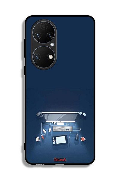 Tolwak Huawei P50E Protective Case Cover Computer Desk Art
