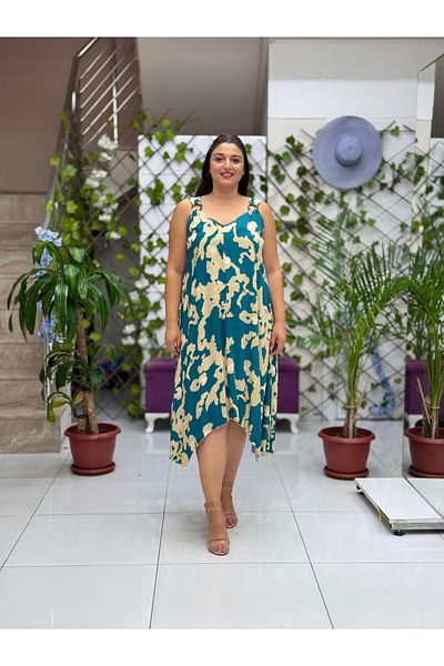 Punta Otantik Hln14011 Viscose Helin Dress with Ring Strap on the Shoulder