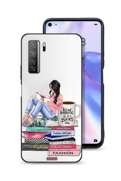Tolwak غطاء حماية لهاتف هواوي P40 لايت 5G، تصميم فتاة وكتب أزياء فنية