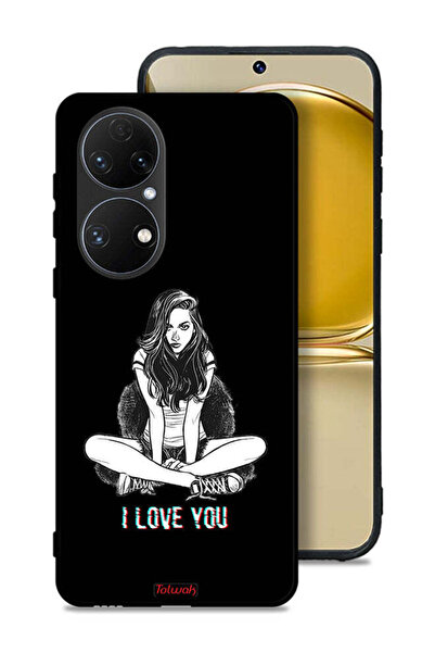 Tolwak غطاء حماية لهاتف هواوي P50E برسومات "أحبك"