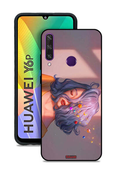 Tolwak Huawei Y6p Protective Case Cover Girl And Space Art