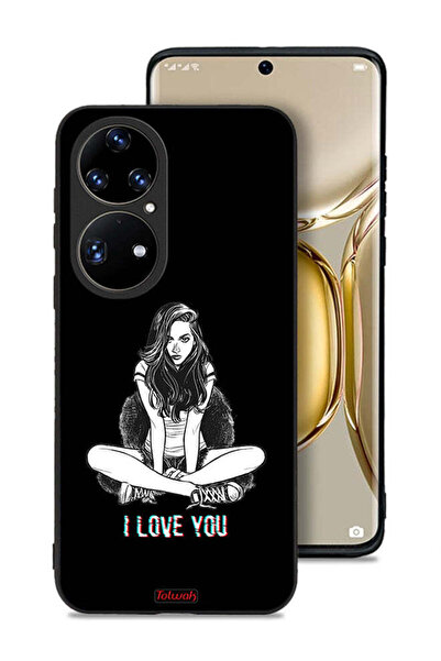 Tolwak غطاء حماية لهاتف هواوي P50 برو برسومات "أحبك"
