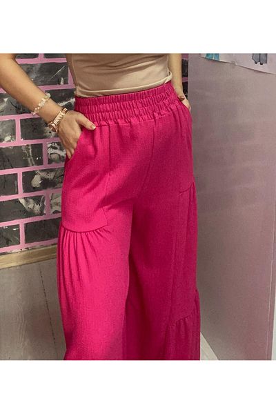 EGELİMODA Bürümcük Elastic Wide Leg Pocket Trousers