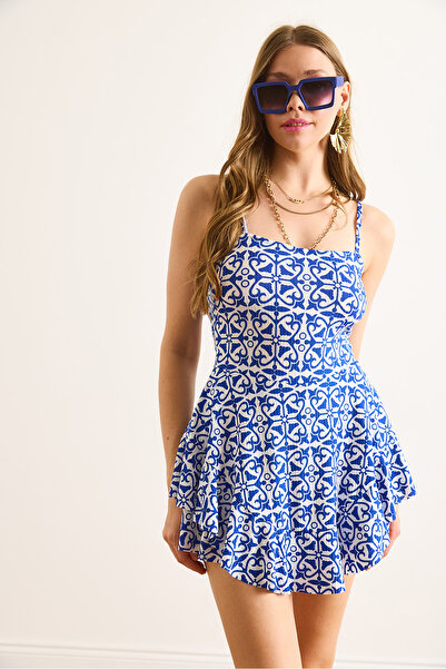 Olalook Жіноча геометрична спідниця з підвіскою, синя, з овальними шортами, міні-сукня ELB-19002475