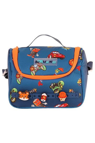 KAUKKO Kids Thermal Insulated Lunch Box - Navy Blue Orange - Boy - L7259