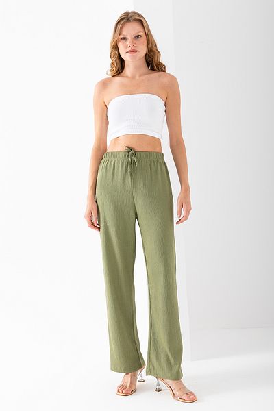 GİYSA Women's Adjustable Waist Wide Leg Wrap Pants Green - 925079