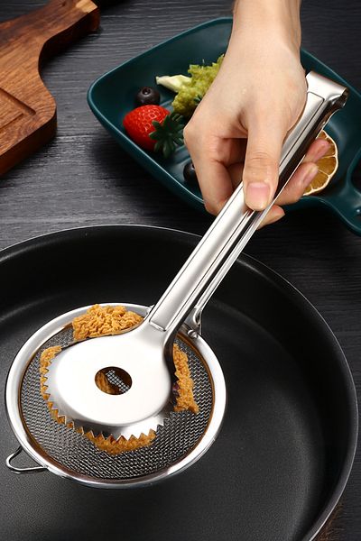 Vadi Stainless Steel Oil Splash-Free Frying Tongs and Strainer - Multi-Purpose Kitchen Gadget
