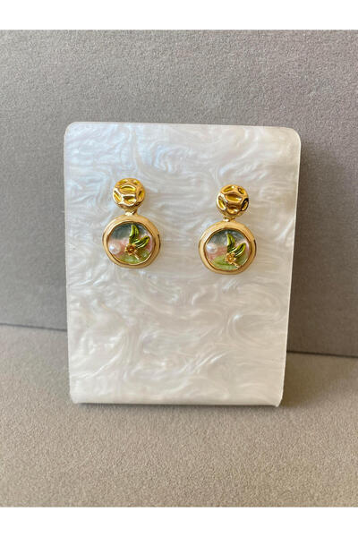 kubotique Green Enameled Steel Earrings