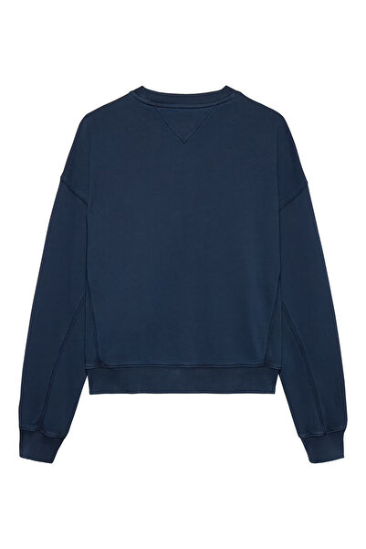 Tommy Hilfiger Kadın BXY Varsity Overdye Bisiklet Yaka Sweatshirt - Lacivert