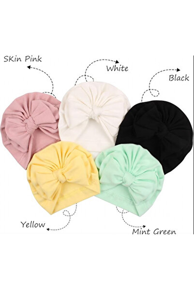 MASENKIDS ÇİFT KAT FİYONKLU BEBEK BONE BANDANA 5'Lİ SET EKSTRA YUMUŞAK