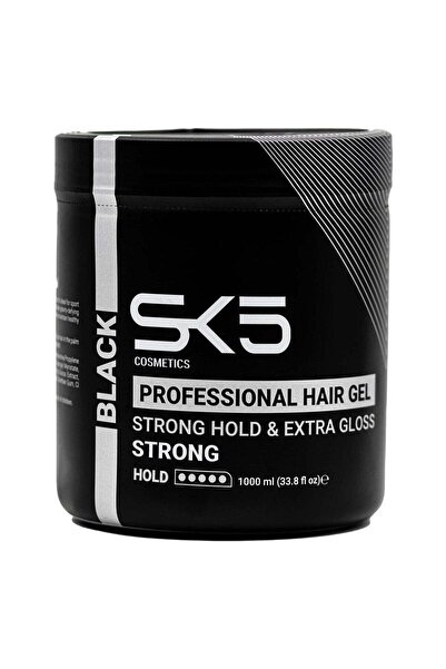 SK5 Black Strong Professional Hair Gel - 1000ml Extra Gloss & Hold