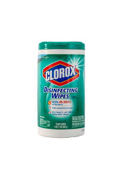 Clorox مناديل مطهرة برائحة منعشة، خالية من المبيضات، 75 قطعة، وزن 559 غرام