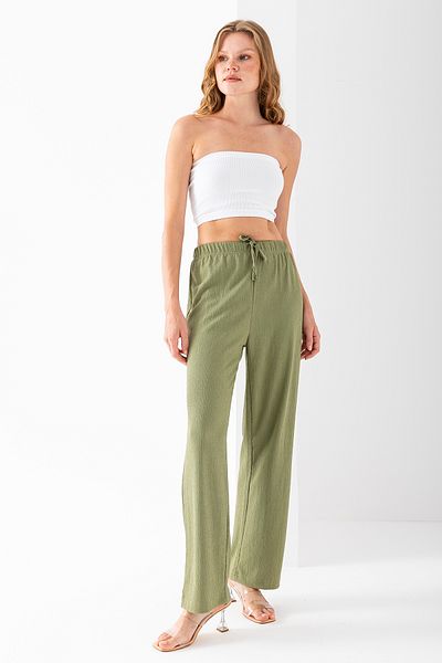 GİYSA Women's Adjustable Waist Wide Leg Wrap Pants Green - 925079