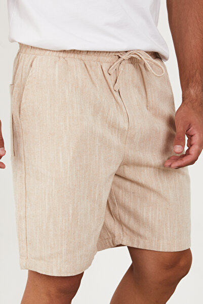 FRANKNESS JNS Men's Linen Shorts Elastic Waist Baggy Relaxed Fit