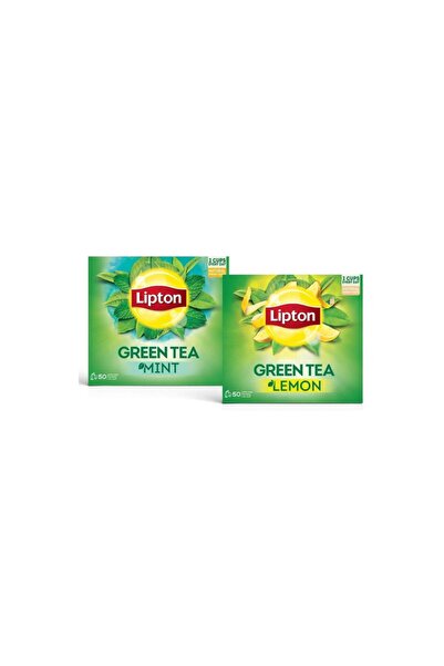 Lipton شاي أخضر بنكهة النعناع، ​​٥٠ كيس شاي مغلف + شاي ليبتون أخضر بنكهة اللي...