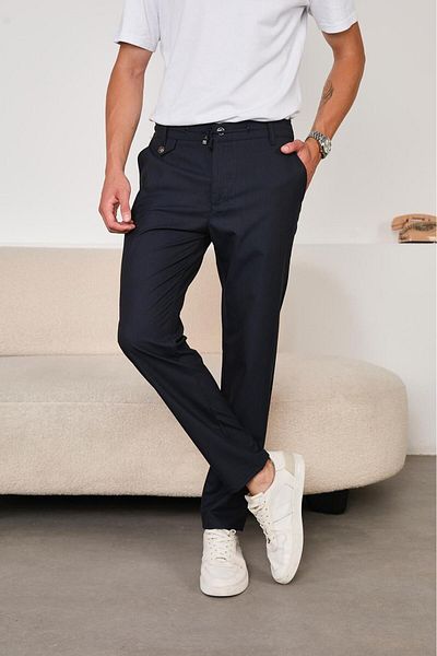 JACK CAPRİO Men's New Season Jogger Pants with Cap Model Button Detail Regular Fit Fabric Trousers