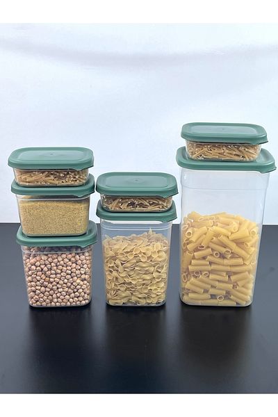 YzHome 7 Li Plastic Vacuum Lid Storage Container Ration Pulses Jar Peggy Set 400-800-1150-1500-3200 ml