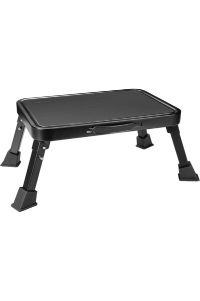 VipDeluXe BONTEC Katlanır basamak taburesi, 150 kg'a kadar sağlam metal basamaklı tabure, kaymaz platformlu