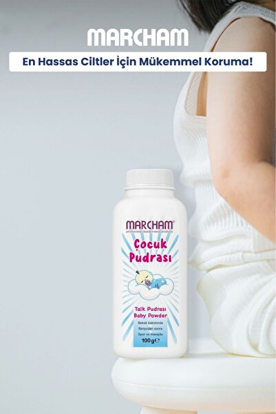 Marcham Bebek Talk Pudrası – Hassas Ciltler İçin Kuruluk ve Pişik Önleyici 10...