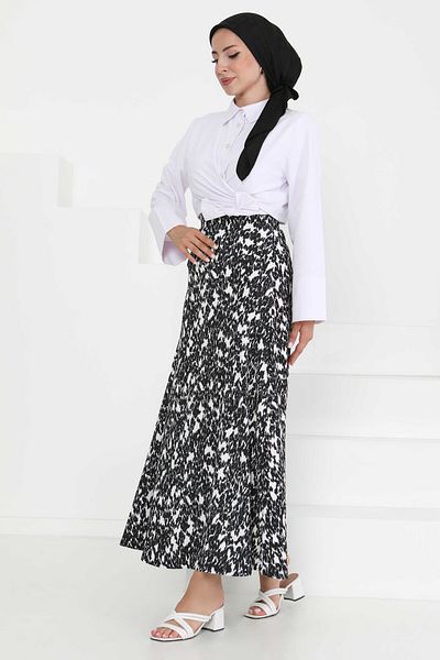 TOFİSA Patterned Kiloş Skirt Black - 27373