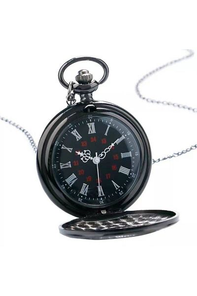 JustZEN Vintage Pocket Watch, JustZEN™, with Chain, Black, Quartz