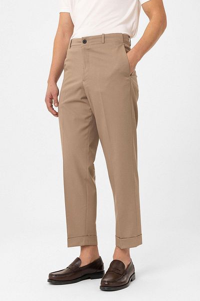 Antioch Beige High Waist Straight Fit Men's Trousers
