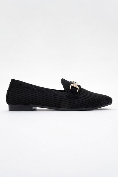 CCWAY AYAKKABI Women's Buckle Knitwear Casual Shoes Black
