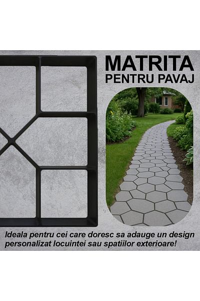 NEXTLY Matrita pavaj din beton NEXTLY, plastic durabil, 39.5x39.5x3.8cm, 21-10 negru