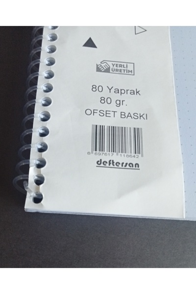 DEFTERSAN A4 Noktalı defter Plastik kapak 80 yaprak 80 gram