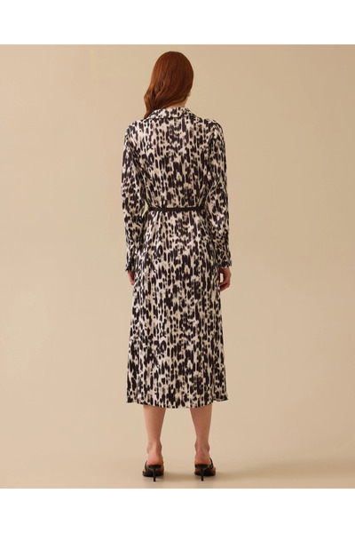 SEÇİL Desenli Kemerli Midi Elbise
