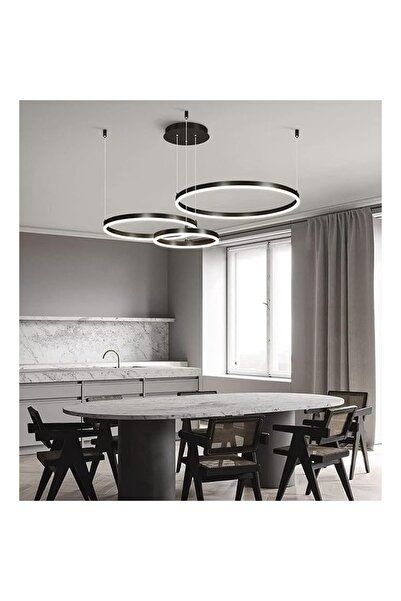 Sueva Brown Led Chandelier 3 Circles With 2.4g Wifi Remote Control Light/cold/warm/neutral Intensity