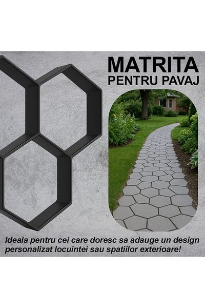 NEXTLY Matrita pavaj din beton NEXTLY, plastic durabil, 37x35.5x3.8cm, 21-18 negru