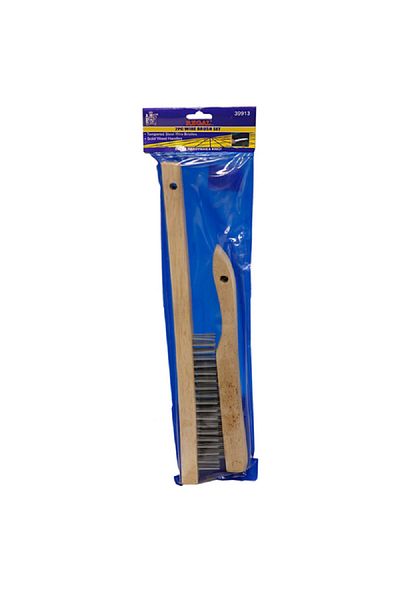 Regal 2-Piece Durable Tempered Steel Shoe Wire Brush with Wood Handle Beige and Grey